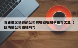 真正做区块链的公司有哪些呢知乎推荐文章（区块链公司赚钱吗?）
