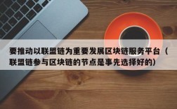 要推动以联盟链为重要发展区块链服务平台（联盟链参与区块链的节点是事先选择好的）